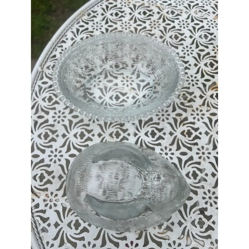 Indiana Glass Bunny Rabbit On Nest Candy Dish with Lid